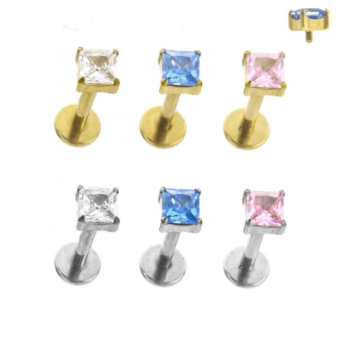 Labret Zirconia Quadrata in TitanioASTM F136 - immagine 2