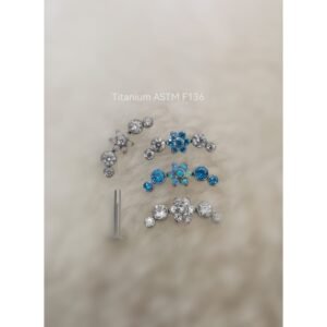 Labret Cluster con Fiore di Titanio ASTM F136 Incastonato