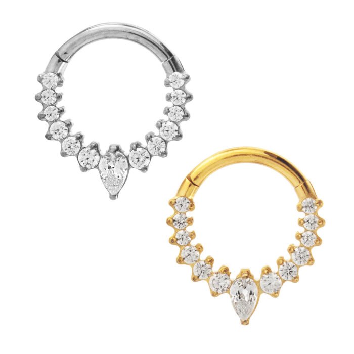 Anello Clicker di Titanio con Zirconi