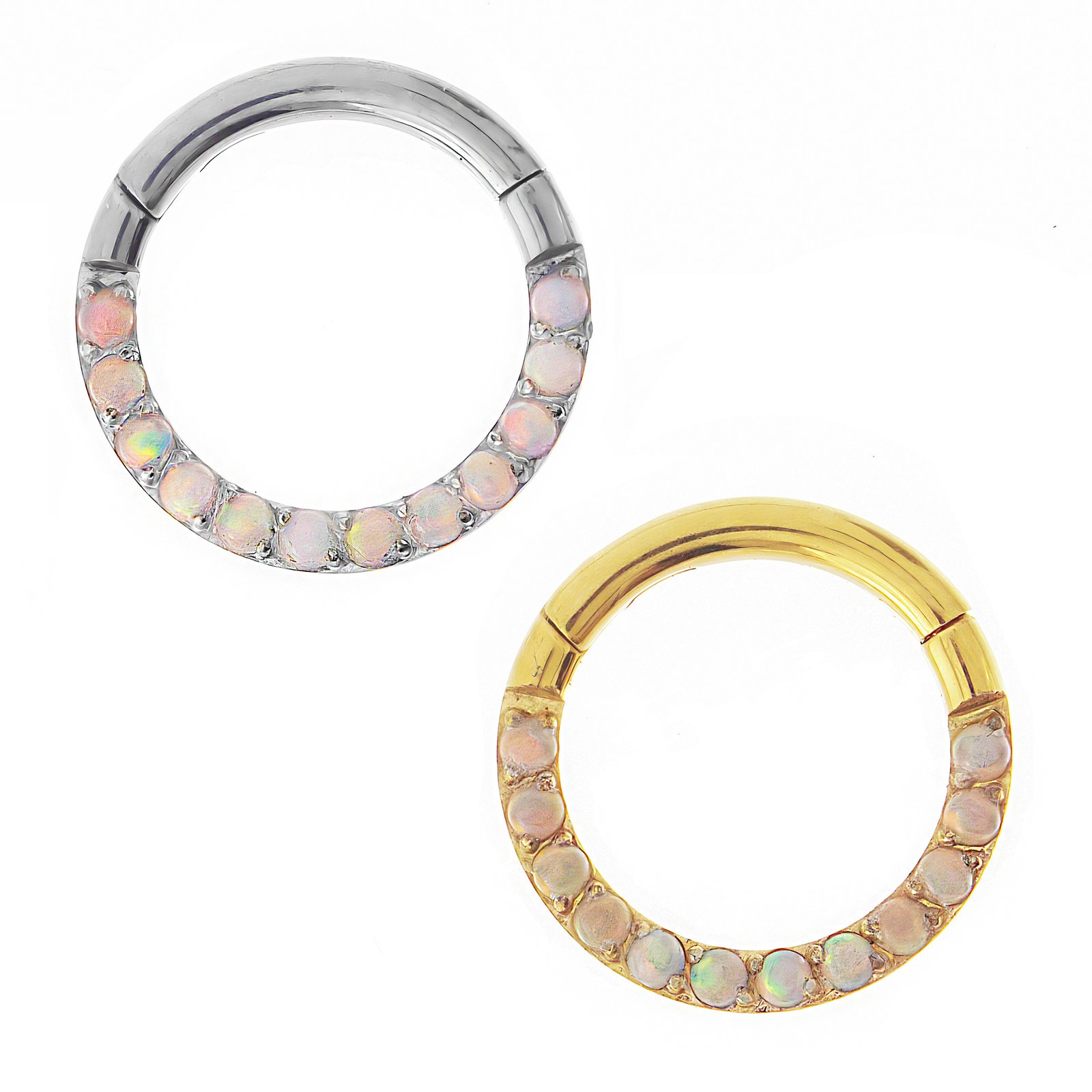 Anello Clicker Slim di Titanio con Opali