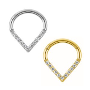 Anello Clicker V con Zirconi in Titanio