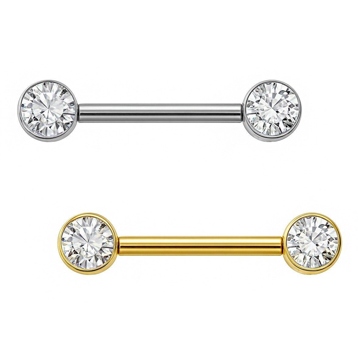 Barbell Flat Di Titanio ASTM F136 Con Zirconie Push Pin