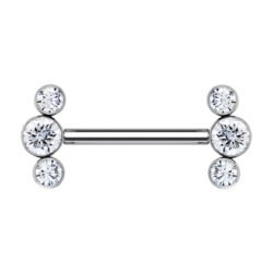 Barbell Cluster di 3 Zirconie in Titanio Push Pin