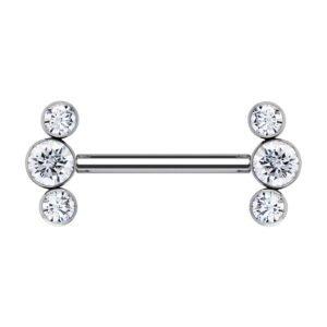 Barbell Cluster di 3 Zirconie in Titanio Push Pin