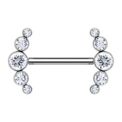 Barbell Cluster di 5 Zirconie in Titanio Push Pin