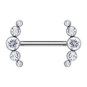 Barbell Cluster di 5 Zirconie in Titanio Push Pin