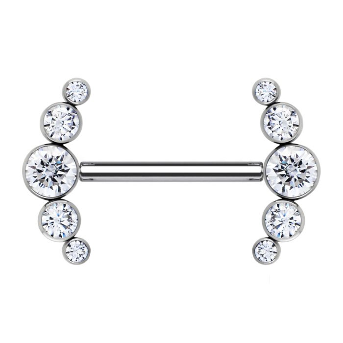 Barbell Cluster di 5 Zirconie in Titanio Push Pin