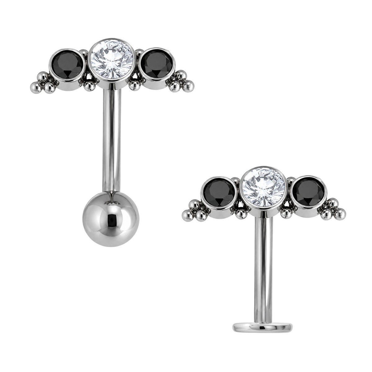 Banana Di Titanio ASTM F136 Cluster con zirconi e Beads