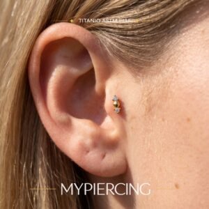 Labret Barra con 2 Zirconi e 1 Bead in Titanio ASTM F136