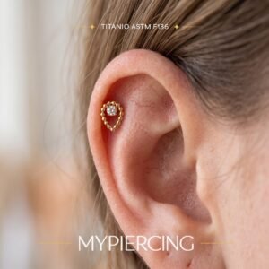 Labret Goccia di Beads con Pietra in Titanio ASTM F136
