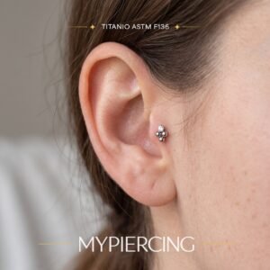 Labret con 3 Bead e 1 Zirconia in Titanio ASTM F136 Pin Push