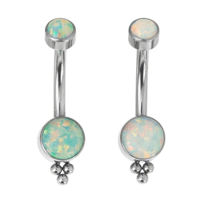Banana in Titanio ASTM F136 con Zirconi e 3 Beads - immagine 2