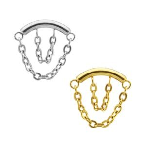 Labret Barra Curva con 2 Catene in Titanio