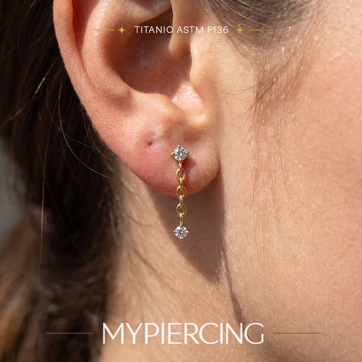 Labret Pendurado de Titânio c/ Zircônias · imagem 2