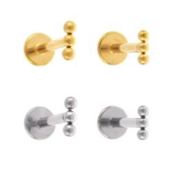 Labret Pin Push Barra di Beads in Titanio