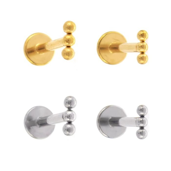 Labret Pin Push Barra di Beads in Titanio