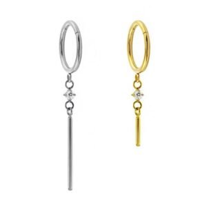 Anello con Pendente Bastone Di Titanio Con Zirconia