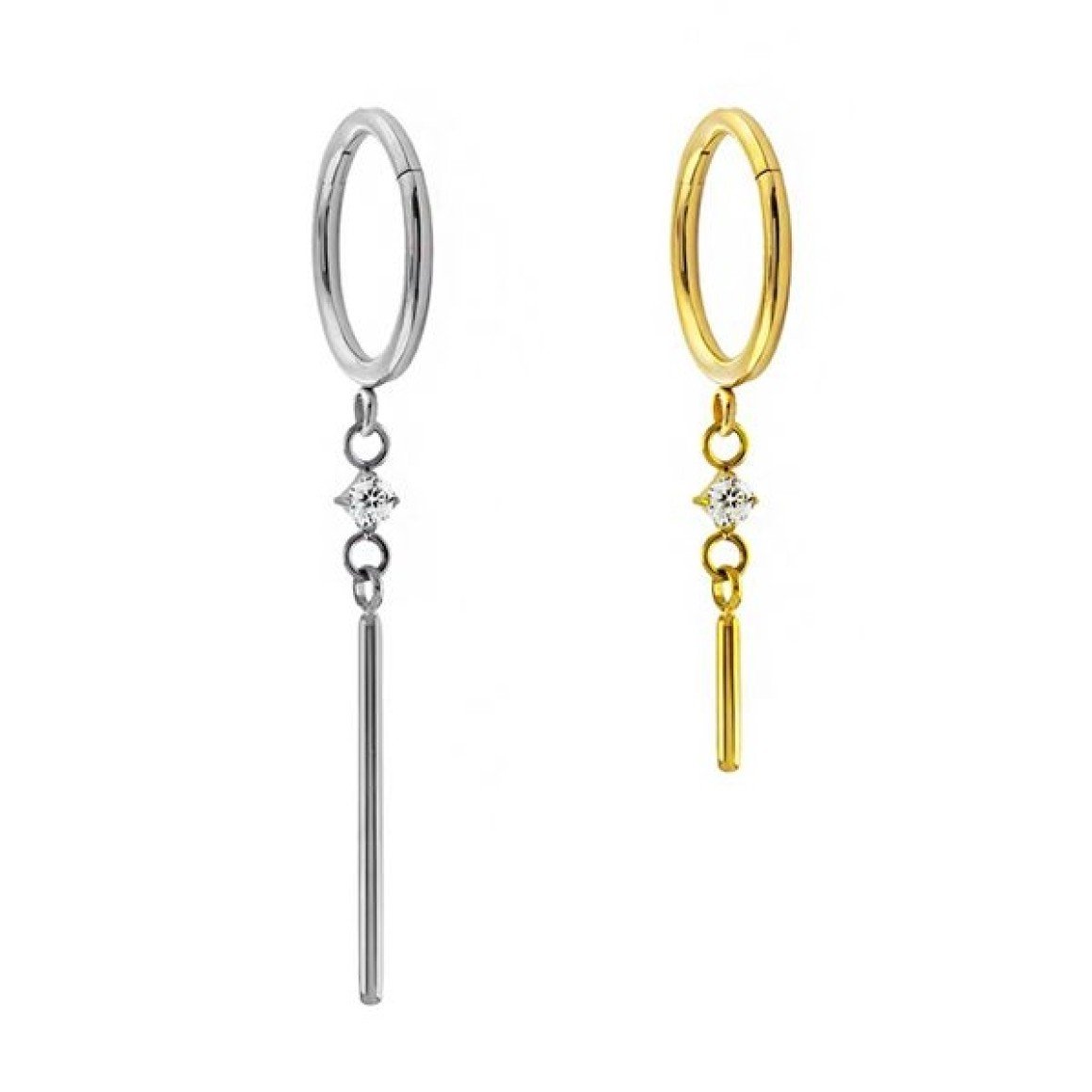 Anello con Pendente Bastone Di Titanio Con Zirconia