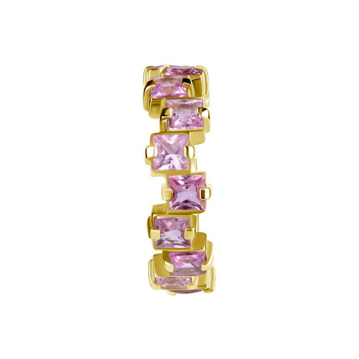 Clicker Incastonato con Zaffiro Rosa in Oro 18k - immagine 2