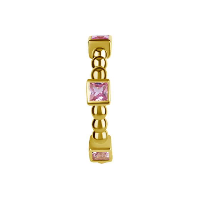 Anello in Oro 18k con Zaffiri Rosa Quadrati - immagine 2