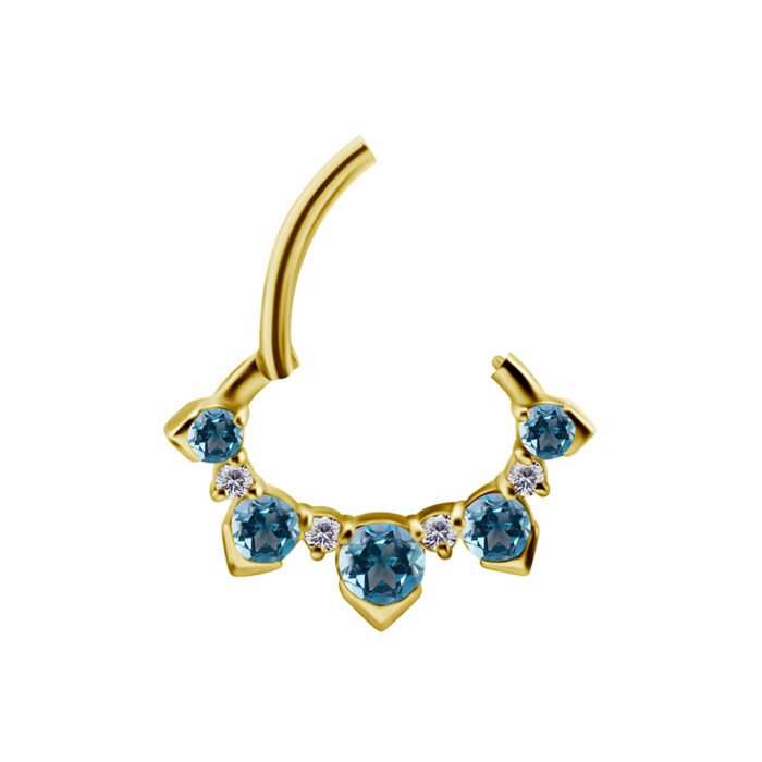 Clicker in Oro 18k con Topazio Blu e Diamanti Sintetici - immagine 3
