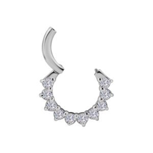 Clicker in Oro 18k Incassato di Diamanti Sintetici per Setto