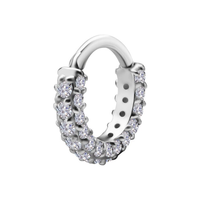 Clicker in Oro 18k Incastonato di Diamanti Sintetici Frontali e Laterali - immagine 2