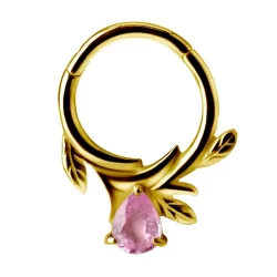 Anello in Oro 18k con Goccia di Zaffiro Rosa