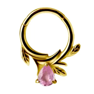 Anello in Oro 18k con Goccia di Zaffiro Rosa
