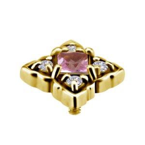 Mandala Labret in Oro 18k Incastonata con Zaffiro Rosa e Diamanti Sintetici