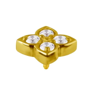 Labret Quadrifoglio in Oro 18k con Zirconi Premium