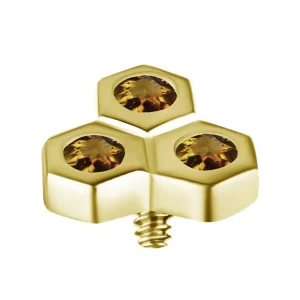 Labret in Oro 18k Favo di Miele di Citrino