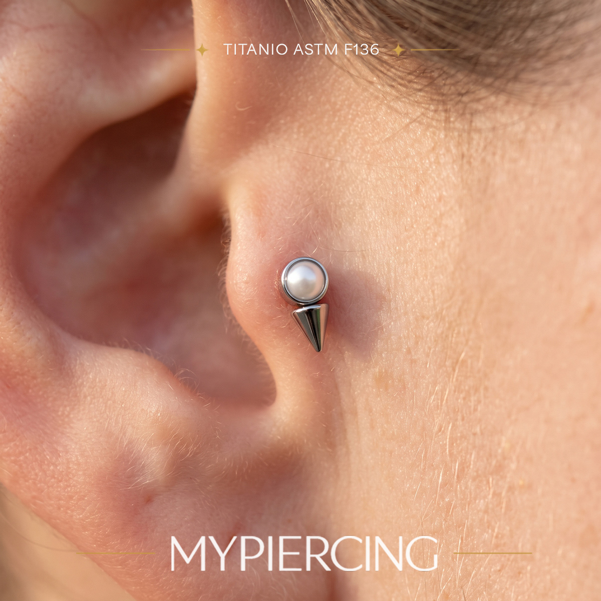 Labret with pearl in ASTM F136 titanium - Image 2