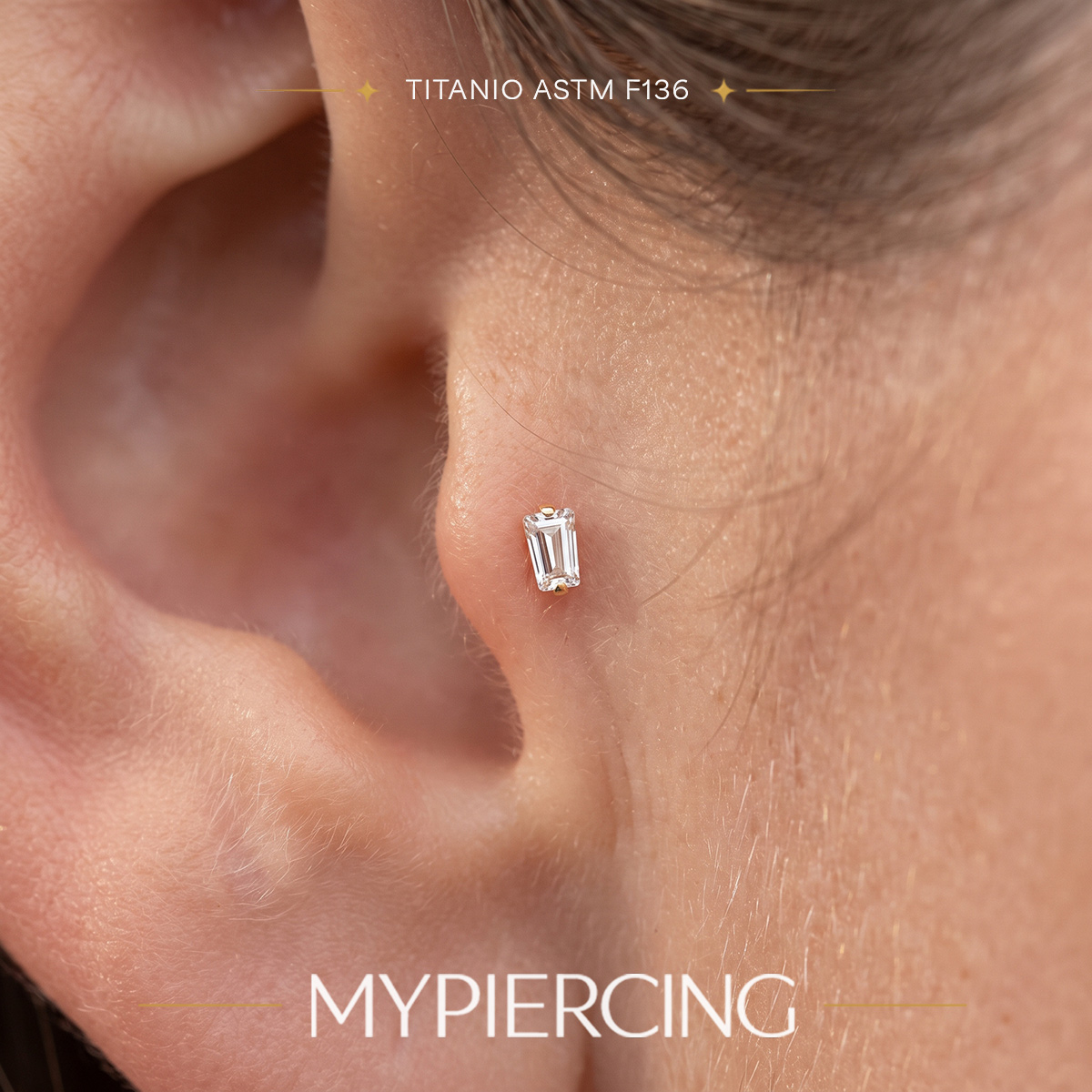 Labret Mini Trapézio de Zircónia em Titânio ASTM F136 - Image 2