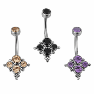 Banana di Titanio con Rombo di Zirconi e Beads