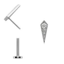 Labret Mini Rombo Incastonato in Titanio