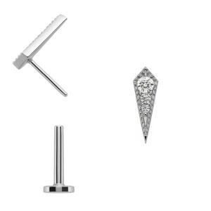 Labret Mini Rombo Incastonato in Titanio