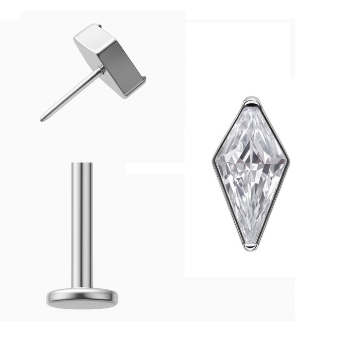 Labret Mini Rombo Punto di Luce in Titanio