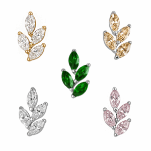 Labret Ramo di Foglie in Titanio con Zirconi