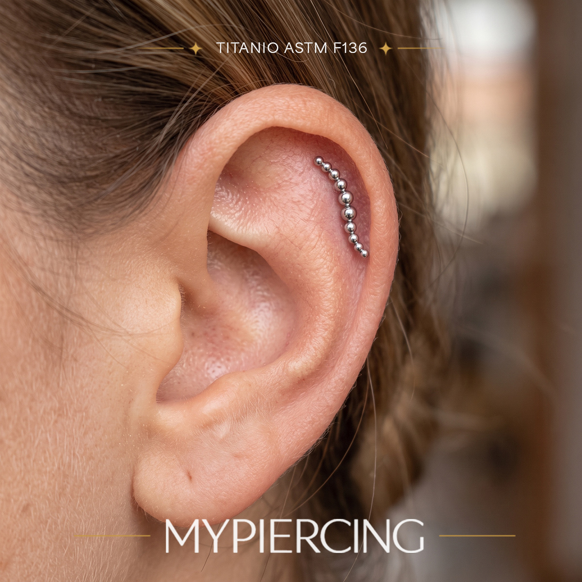 Labret mit Mikroperlen aus Titan ASTM F136 - Image 2