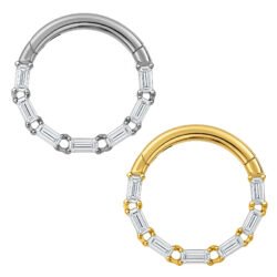 Anello Clicker con Baguette in Titanio