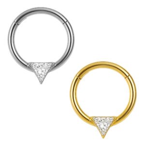 Anello Clicker con Zirconia Triangolare di Titanio