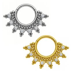 Anello Clicker Dervilhe 7 Zirconi e 45 Beads in Titanio