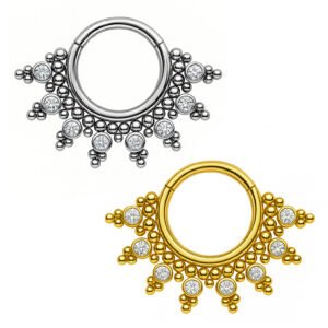 Anello Clicker Dervilhe 7 Zirconi e 45 Beads in Titanio