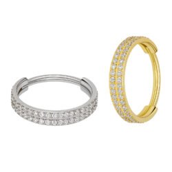 Anello Clicker di Titanio con Due File di Zirconie