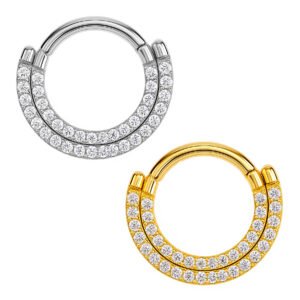 Anello di Titanio con Due File di Zirconie