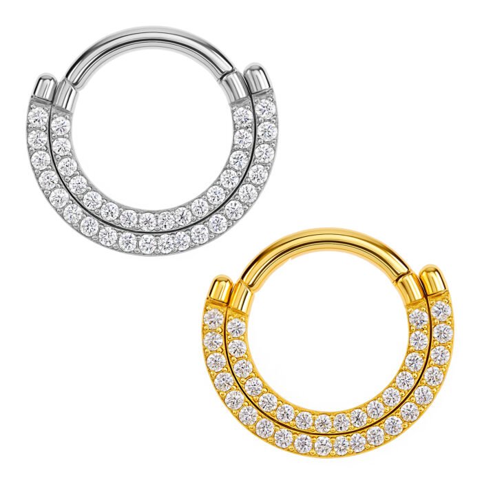 Anello di Titanio con Due File di Zirconie