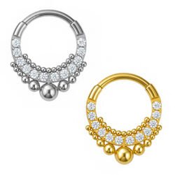 Anello Indiano con Zirconi e Beads in Titanio