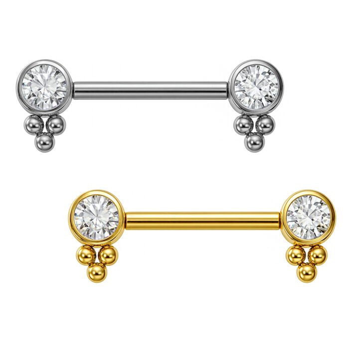 Barbell Di Titanio Punto Di Luce Con Beads Push Pin