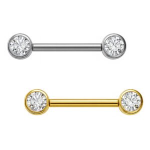 Barbell Flat Di Titanio Con Zirconie Push Pin